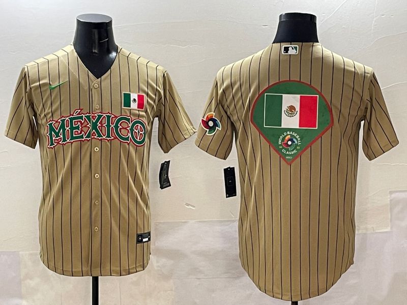 Men Mexico Blank Brown Stripe Joint Name 2025 Nike MLB Jersey style 15->more jerseys->MLB Jersey